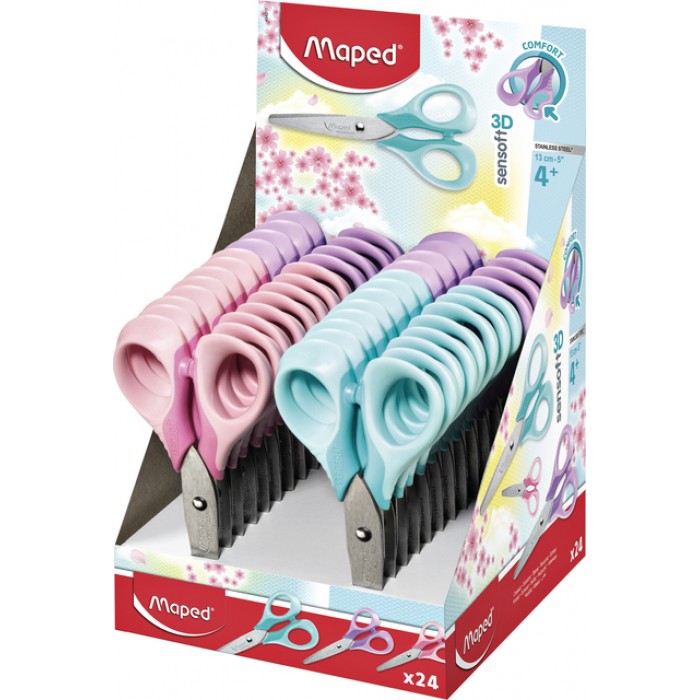 Schaar Maped Sensoft 13cm display á 24 pastel assorti
