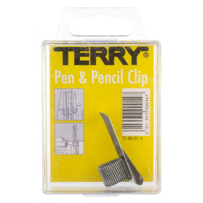 Penhouder Terry clip voor 1 pen/potlood zilverkleurig