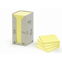 Memoblok Post-it 654 76x76mm recycled pastel geel 16 stuks