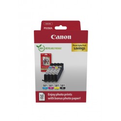 Inktcartridge Canon CLI-581 4 kleuren + 50vel fotopap 10x15cm