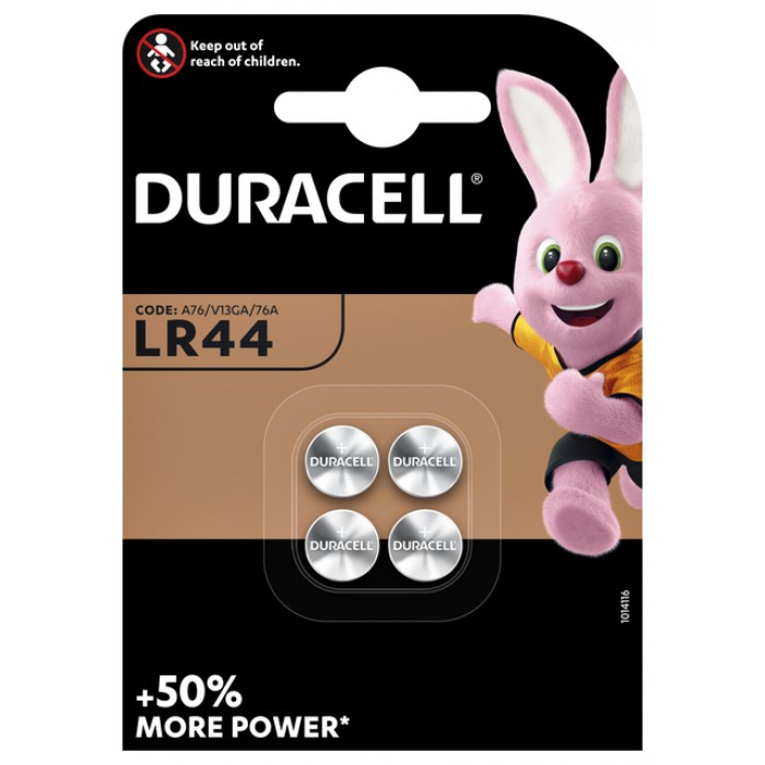 Batterij Duracell knoopcel 4xLR44 alkaline Ø11,6mm
