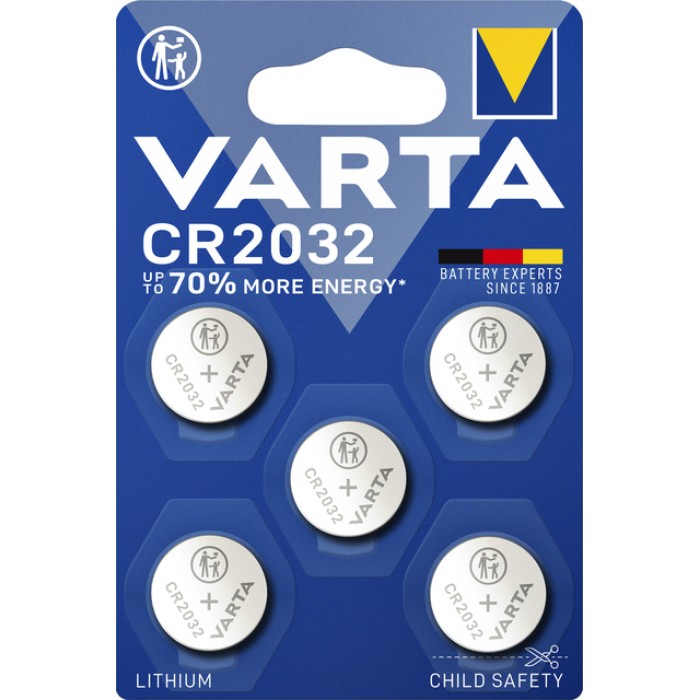 Batterij Varta knoopcel CR2032 lithium blister à 5stuk