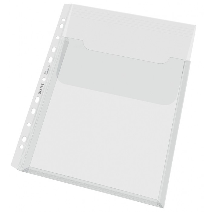 Harmonica showtas Leitz Premium met bovenklep copy safe PP A4  glashelder 5 stuks
