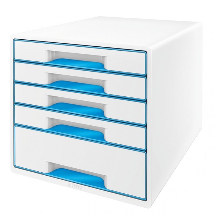 Ladenblok Leitz WOW 5 laden wit/blauw