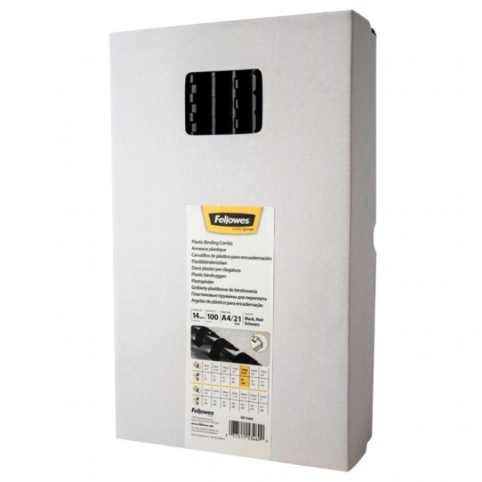 Bindrug Fellowes 14mm 21rings A4 zwart 100 stuks