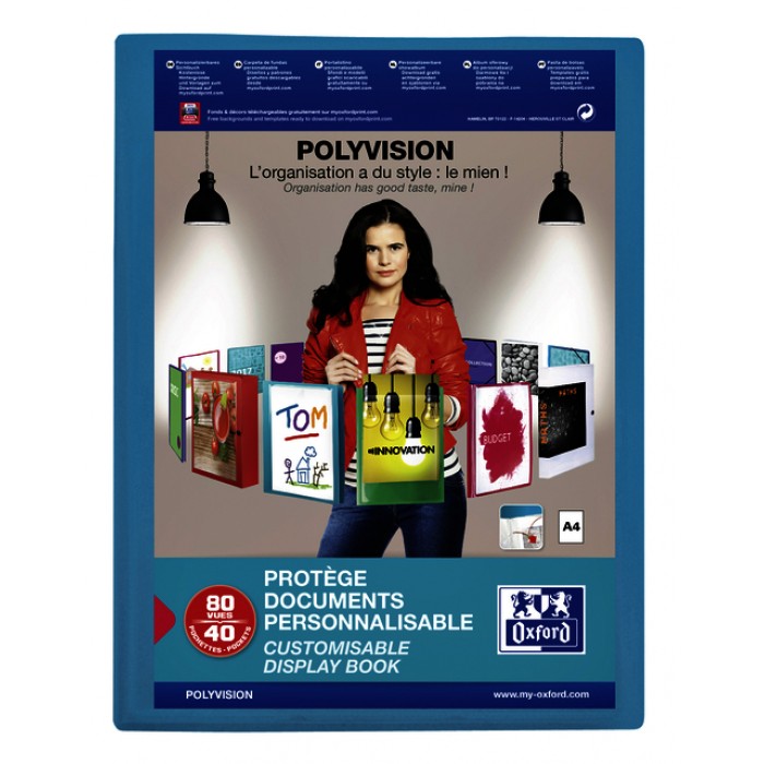 Showalbum Oxford Polyvision A4 40-tassen PP blauw