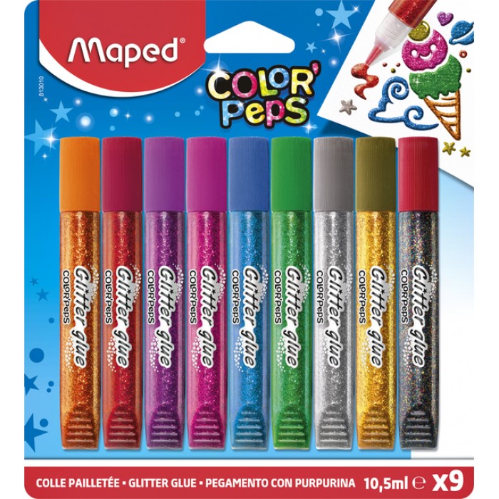 Glitterlijm Maped Color'Peps set á 9 kleuren