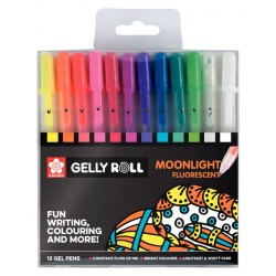 Gelschrijver Sakura Gelly Roll Moonlight fluorescent set à 12 kleuren