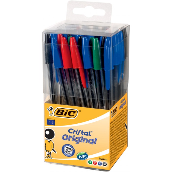 Balpen Bic Cristal medium assorti in tubo verpakking