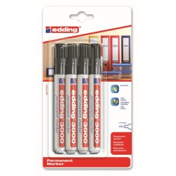 Viltstift edding 3000 rond 1.5-3mm zwart blister à 4 stuks