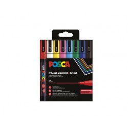 Paintmarker Uni POSCA PC3M fijn assorti set &agrave; 8 stuks