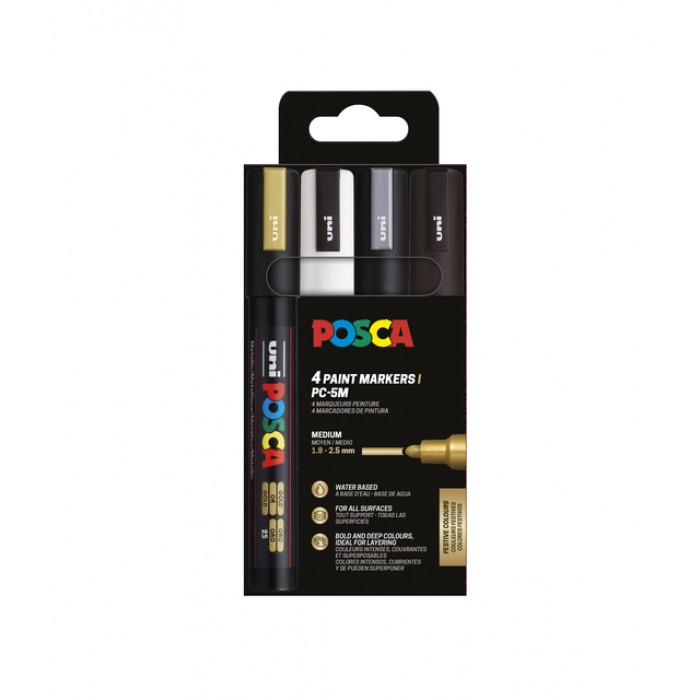 Paintmarker Uni POSCA PC5M medium assorti set &agrave; 4 stuks