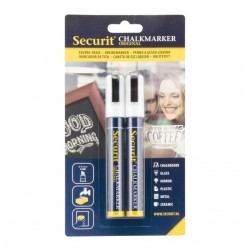 Krijtstift Securit SMA-510 schuin 2-6mm wit blister &agrave; 2 stuks