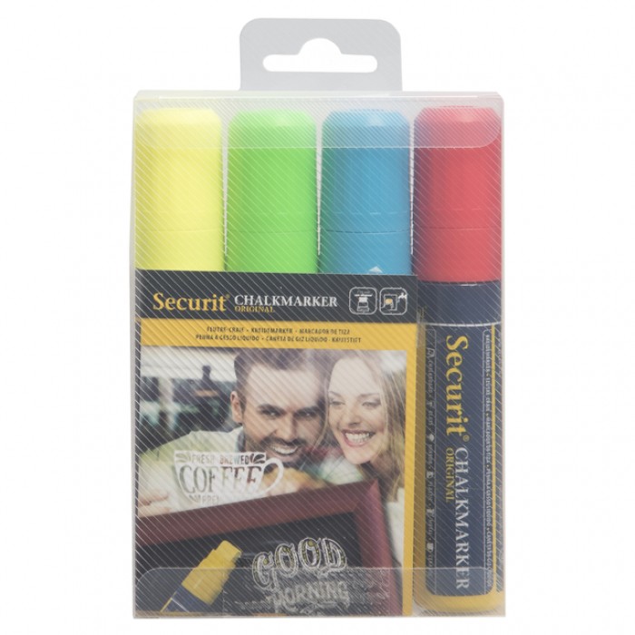 Krijtstift Securit SMA-720 blok ass 7-15mm blister &agrave; 4 stuks