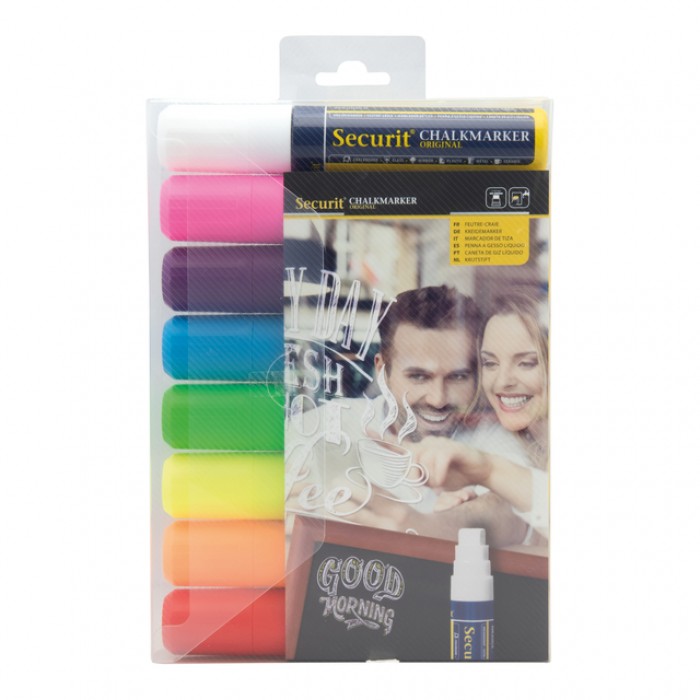 Krijtstift Securit SMA-720 blok ass 7-15mm blister &agrave; 8 stuks
