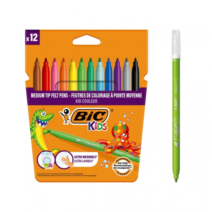 Kleurstiften BicKids kid couleur medium assorti etui &agrave; 12 stuks