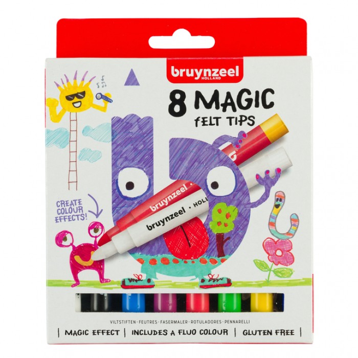 Viltstift Bruynzeel Kids Magic Point set à 8 kleuren