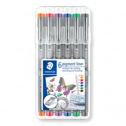 Fineliner Staedtler Pigment 308 0.3mm set &agrave; 6st assorti