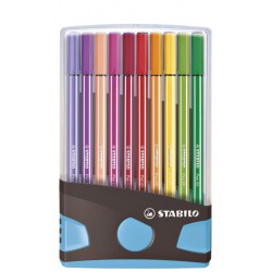Viltstift  STABILO Pen 68/20 ColorParade in antraciet/turquoise etui medium assorti etui  à 20 stuks