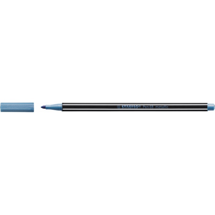 Viltstift STABILO Pen 68/841 medium metallic blauw
