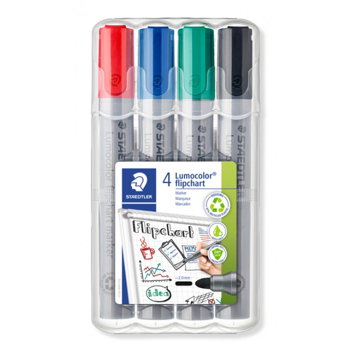 Viltstift Staedtler 356 voor flipover rond 2mm 4 stuks assor
