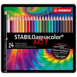 Kleurpotloden STABILO 1624 aquacolor assorti blik à 24 stuks