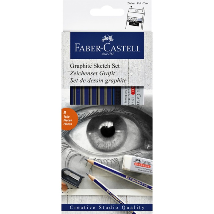 Potlood Faber-Castell 6 hardheden inclusief puntenslijper en gum