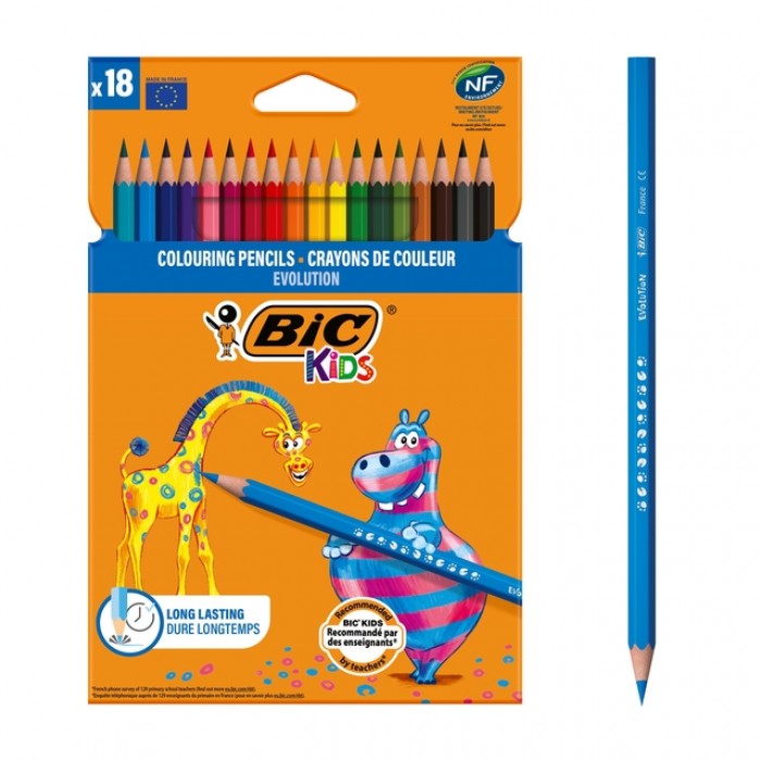 Kleurpotloden BicKids Evolution ecolutions ass blister &agrave; 18st