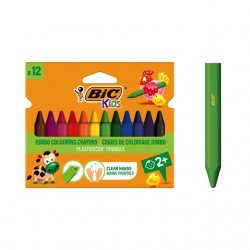 Kleurkrijt BicKids  857 Plastidecor triangel assorti etui &agrave; 12st