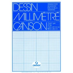 Millimeterblok Canson A4 blauw 50 vel