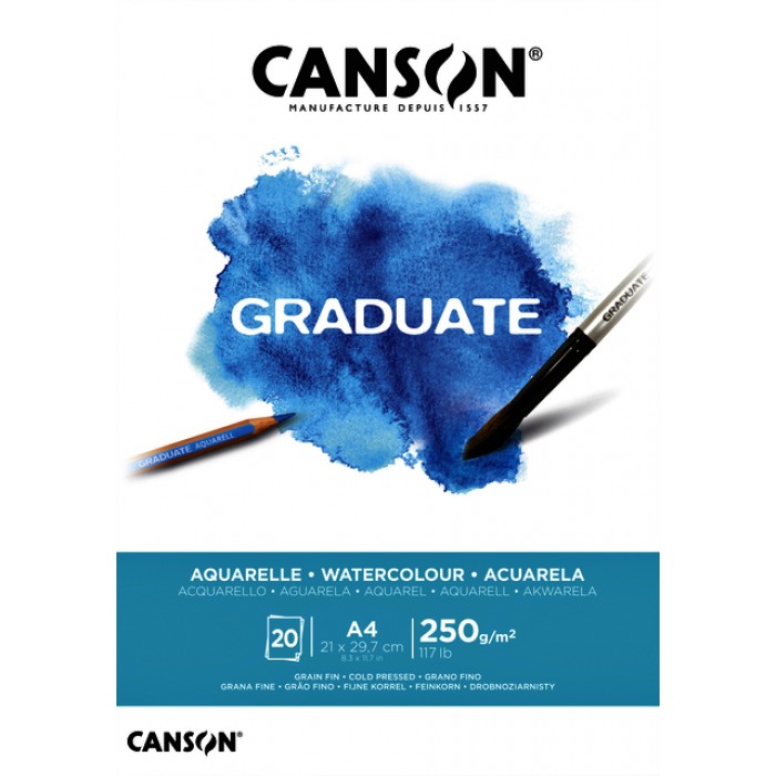 Aquarelblok Canson Graduate A4 250gr 20vel