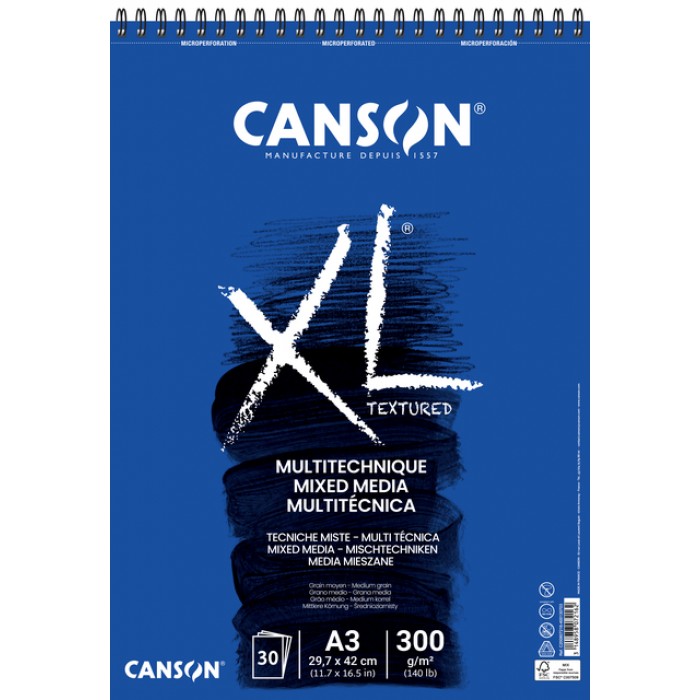 Aquarelblok Canson  XL Mix Media  A3 300gr spiraal 30 vel