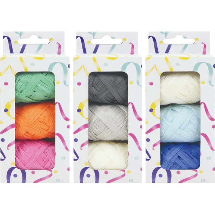 Lint raffia assorti: oranje, groen & roze
