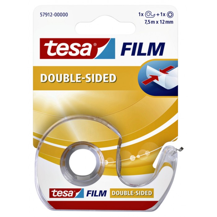 Dubbelzijdige plakband Tesa film 12mmx7.5m met dispenser