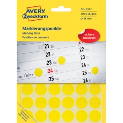 Etiket Avery Zweckform 3377 rond 18mm 1056stuks geel