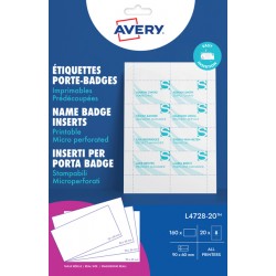 Badgekaart Avery L4728-20 60x90mm microperforatie 20 vel