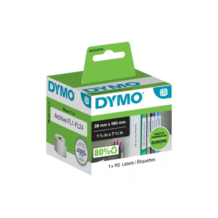 Etiket Dymo LabelWriter multifunctioneel 38x190mm 1 rol á 110 stuks wit