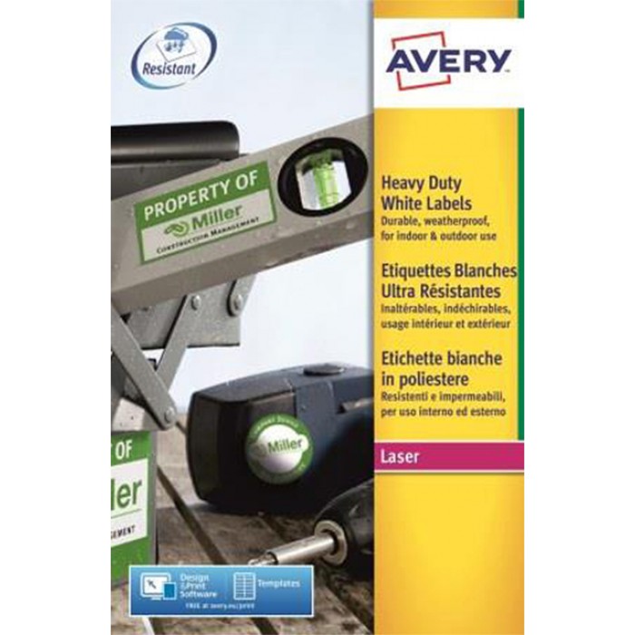 Etiket Avery L7060-20 63.5x38.1mm polyester wit 420stuks