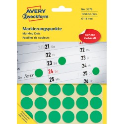 Etiket Avery Zweckform 3376 rond 18mm groen 1056stuks