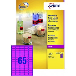 Etiket Avery L7651PF-100 38.1x21.2mm neon roze 6500stuks