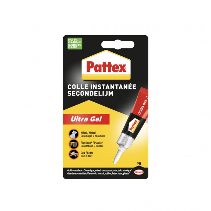 Secondelijm Pattex Ultra GEL tube 3 gram op blister