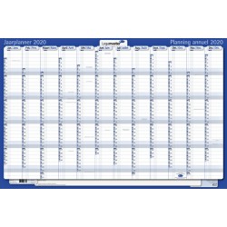 Jaarplanner 2025 Legamaster  1 persoon 90x60cm horizontaal gelamineerd Engelstalig