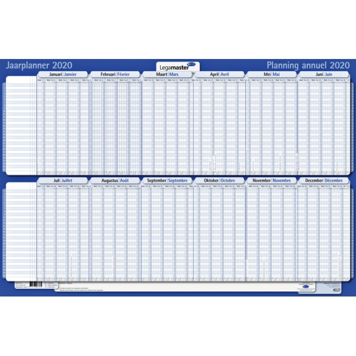 Projectplanner 2025 Legamaster 90x60cm horizontaal gelamineerd Engelstalig