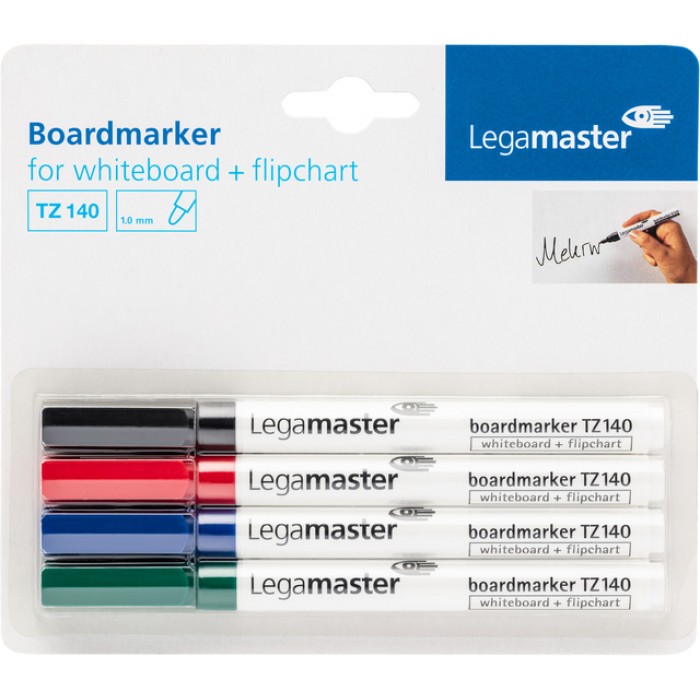 Whiteboardmarker Legamaster TZ 140 rond 1mm assorti blister à 4 stuks