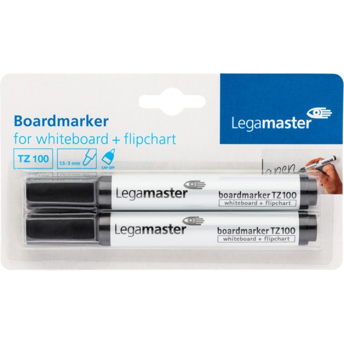 Whiteboardmarker Legamaster TZ 100 rond 1.5-3mm zwart blister à 2 stuks