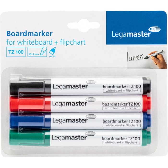 Whiteboardmarker Legamaster TZ 100 rond 1.5-3mm assorti blister à 4 stuks