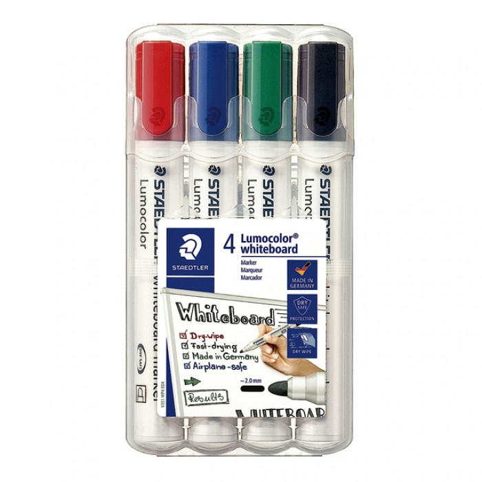 Whiteboardmarker Staedtler Lumocolor 351 set &agrave; 4 stuks standaard assorti