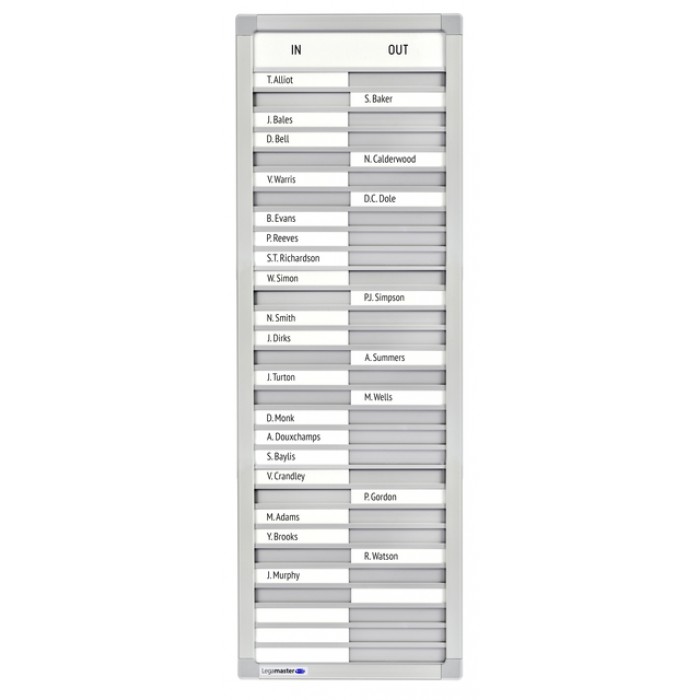 Aan-afwezigheidsbord Legamaster 770x260mm 30 namen