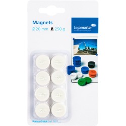 Magneet Legamaster 20mm 250gr wit 8 stuks