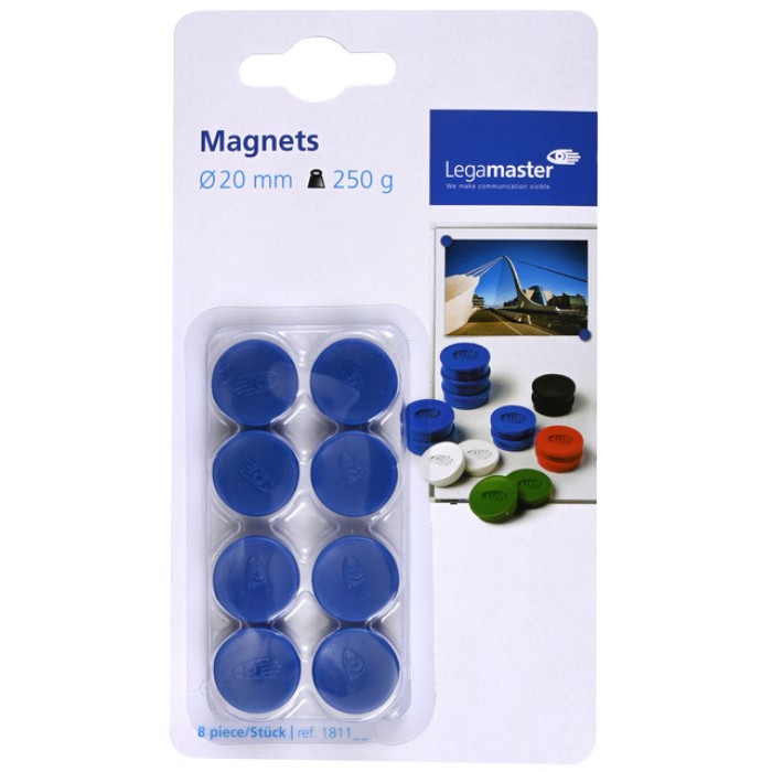 Magneet Legamaster 20mm 250gr blauw 8 stuks